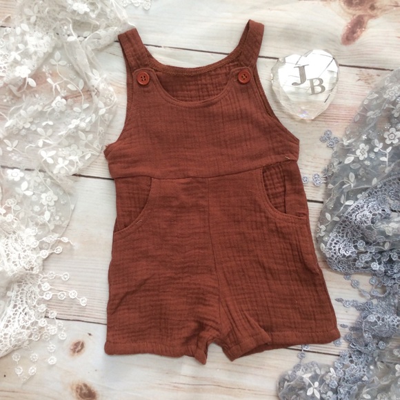 Other - Boutique Baby Boys Rust Brown Romper